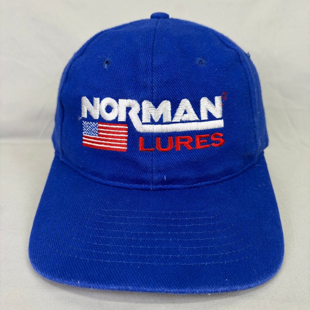 Norman Lures Hat Fishing Snapback Mens OSFA Blue Embroidered USA Flag